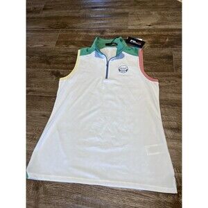 RLX Ralph Lauren Golf Polo Womens Size M White Sleeveless Shirt National Dallas